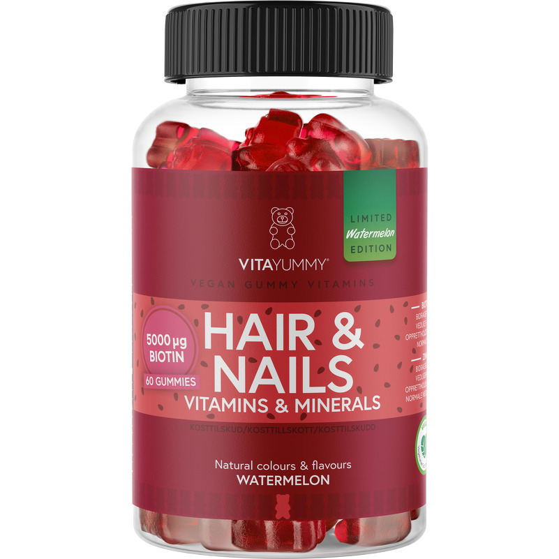 VitaYummy Hair & Nails, Watermelon, 60 Gummies