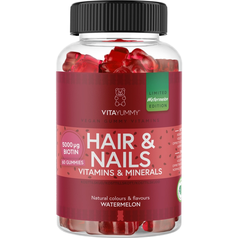 VitaYummy Hair & Nails Watermelon 60 Pieces (Limited Edition)