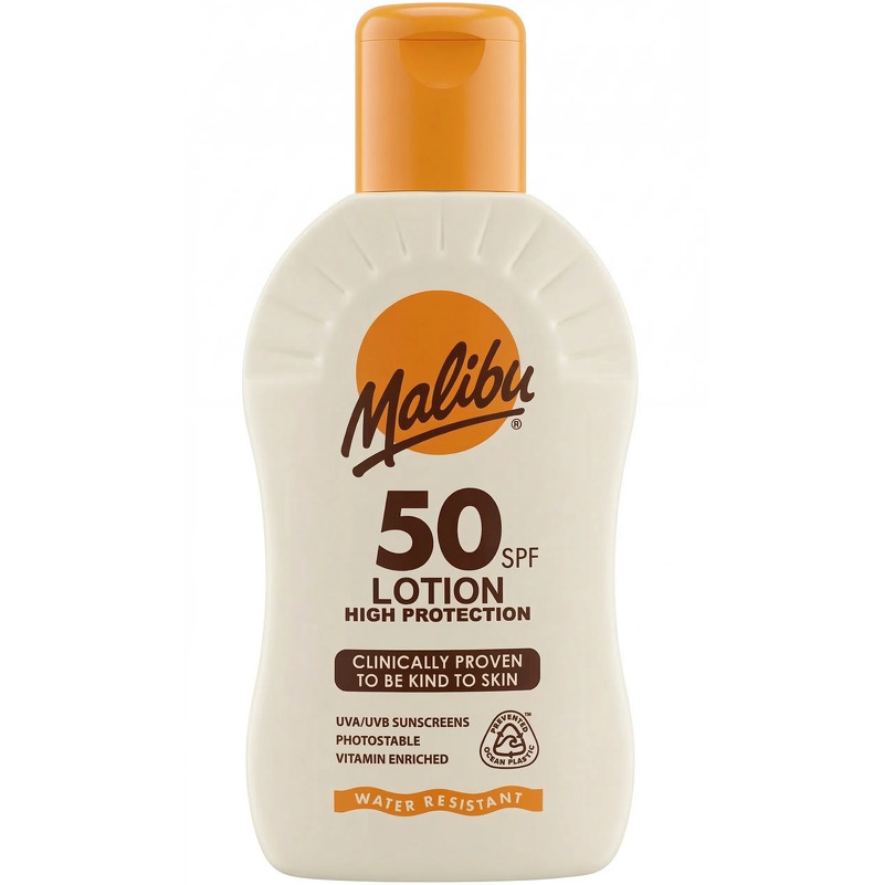 Malibu SPF 50 Høj Beskyttelse Vandresistent Solcreme - 200 ml