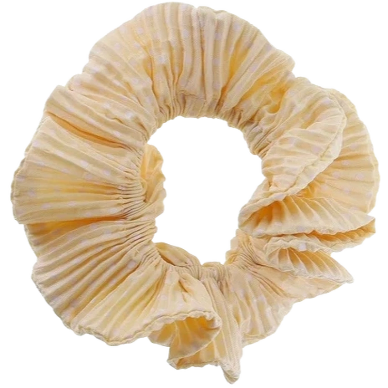 By Stær Kaisa Scrunchie - Yellow & White Dots