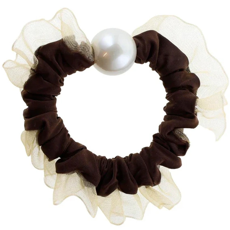 By Stær Ebba Hårelastik - Ruffle - Chocolate Brown