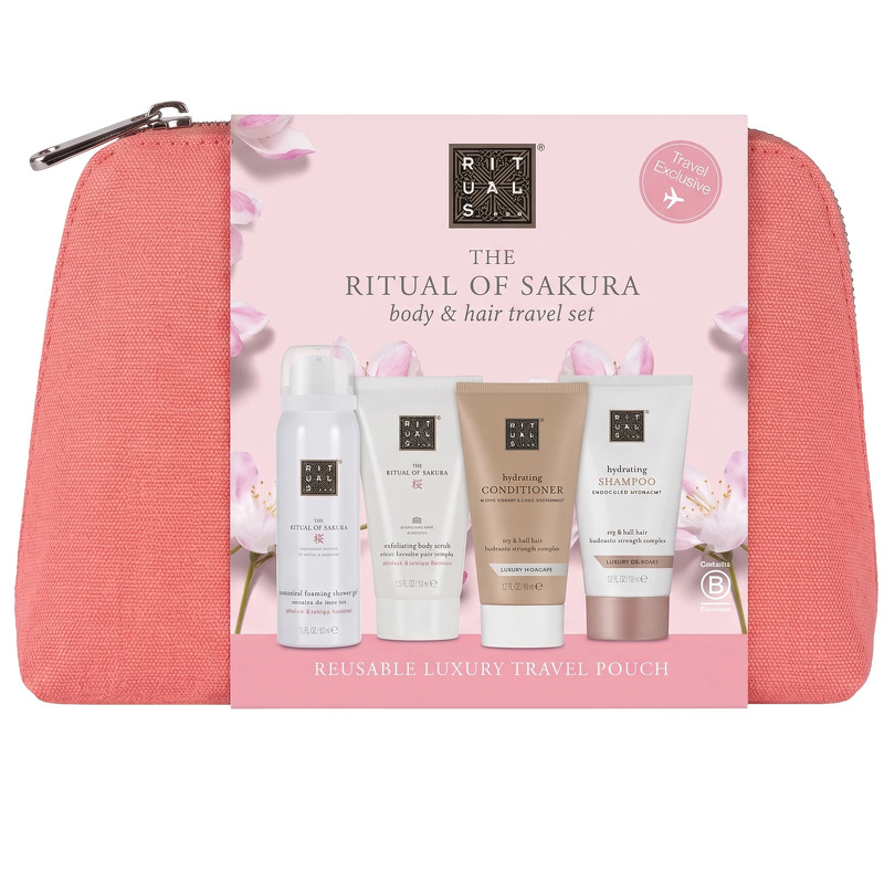 Rituals Sakura Body & Hair Travel Set 260 ml Foaming Shower Gel 50ml/Conditioner 70ml/Shampoo 70ml/Whipped Body Cream 70ml