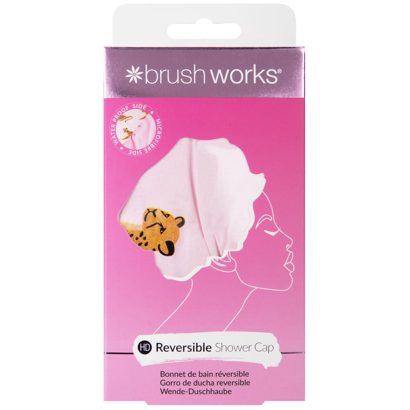 Brushworks Reversible Shower Cap - Leopard Pattern