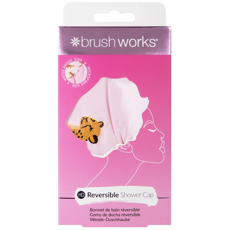 Brushworks Reversible Shower Cap - Leopard Pattern