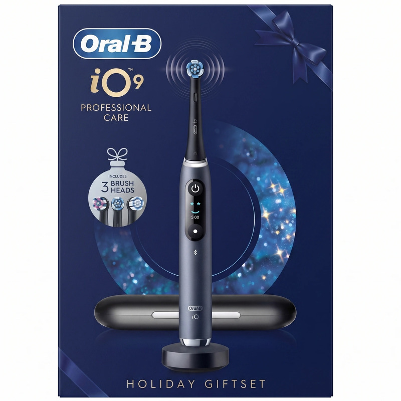 Oral-B Tandbørste iO9 Black Gift Pack incl. Charging Travel Case + 2 extra brush heads