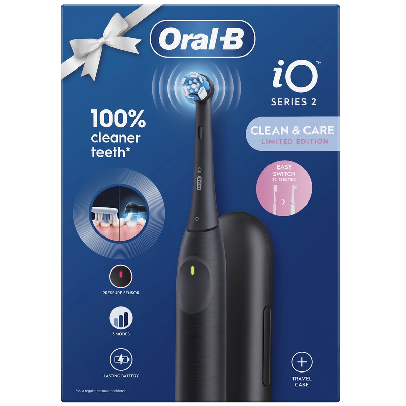 Oral-B iO Series 2, Voksen, Vibrerende tandbørste, Daglig pleje, Sensitiv, Super sensitive, Sort, 2 min, Batteri