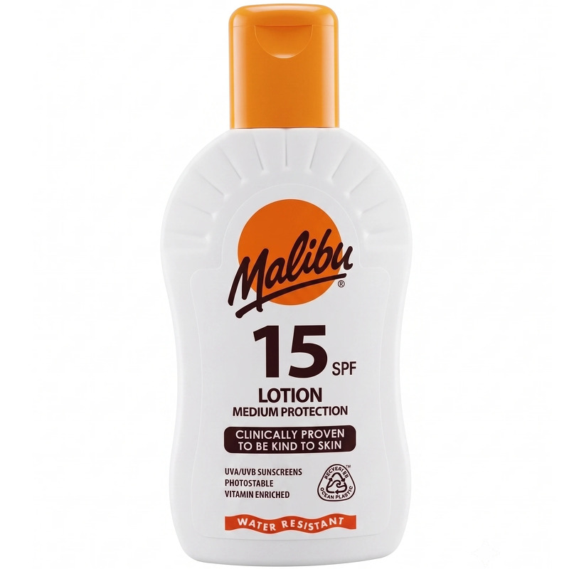 Malibu SPF 15 Medium Beskyttelse Vandresistent Solcreme - 200 ml