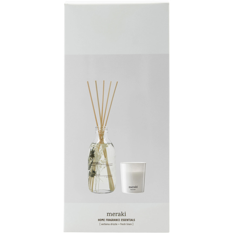 Meraki - Gaveæske, Verbena Drizzle Diffuser + Fresh Linen Scented Candle 60 G., 240|60 ml|g