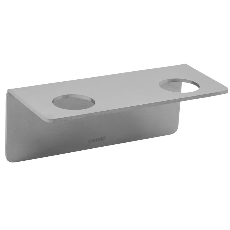 Flaskeholder m/ 2 huller i børstet sølv finish - Meraki L: 14,5