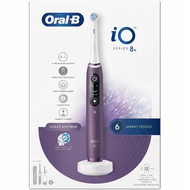Oral-B iO8 Electric Toothbrush With Travel Case - Violet Ametrine