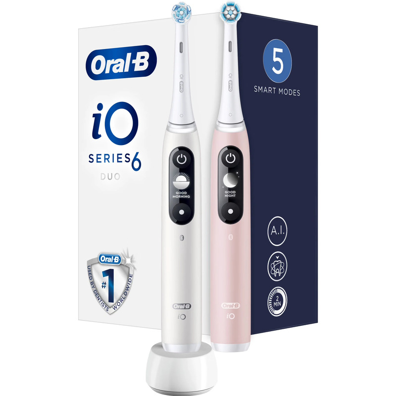 Oral-B iO Series 6 Duo Pack - White + Pink Sand + 3 Brush Heads