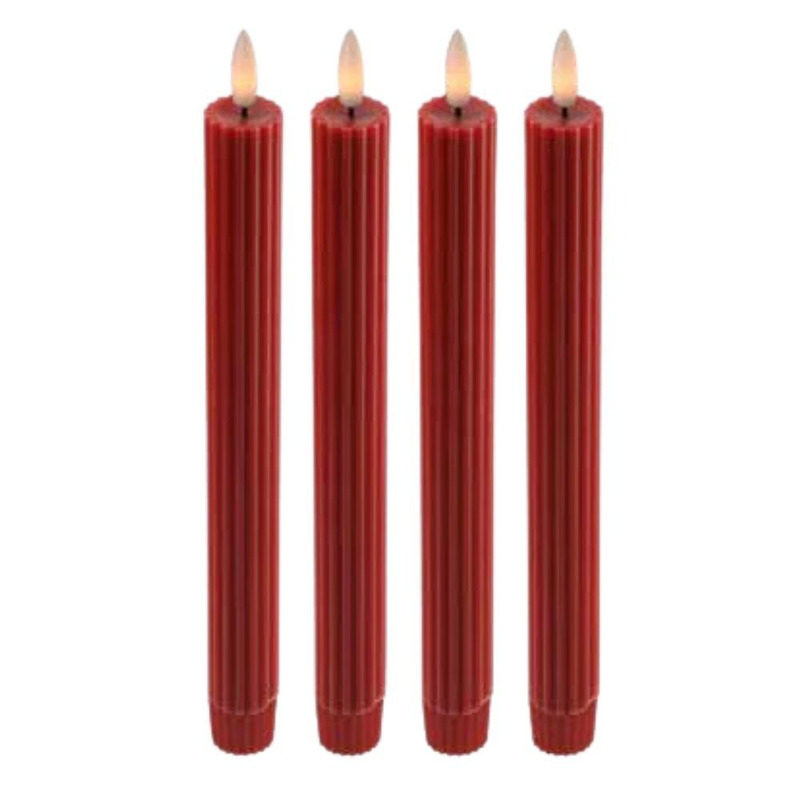 Riflede kronelys rød 4 pk