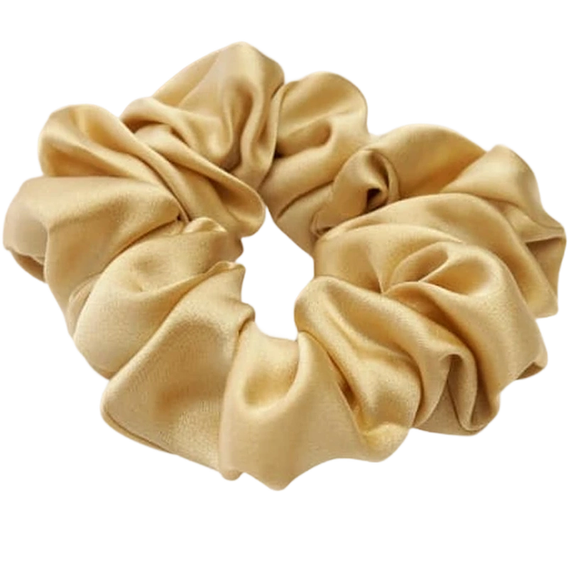 Lenoites Mulberry Silk Scrunchie - Antique Gold