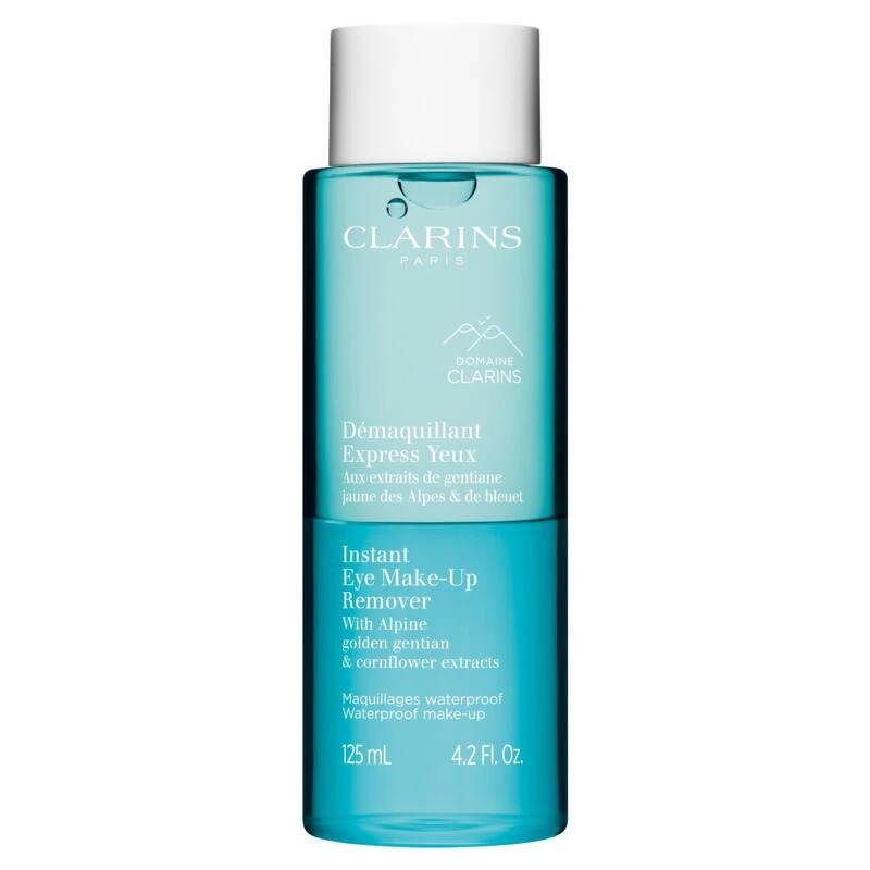 Clarins Instant Eye Makeup Remover 125ml Twophase Eye Makeup Remover With Alpine Golden Gentian & Cornflower Extracts