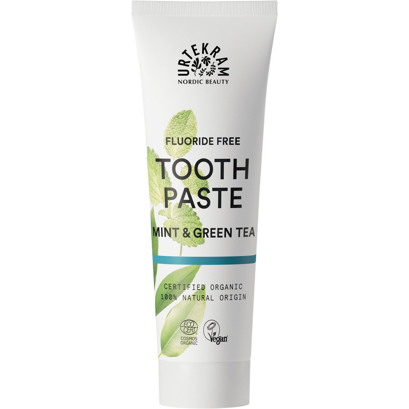 Tandpasta Mint & Grøn te uden fluor Økologisk - 75 ml - Urtekram