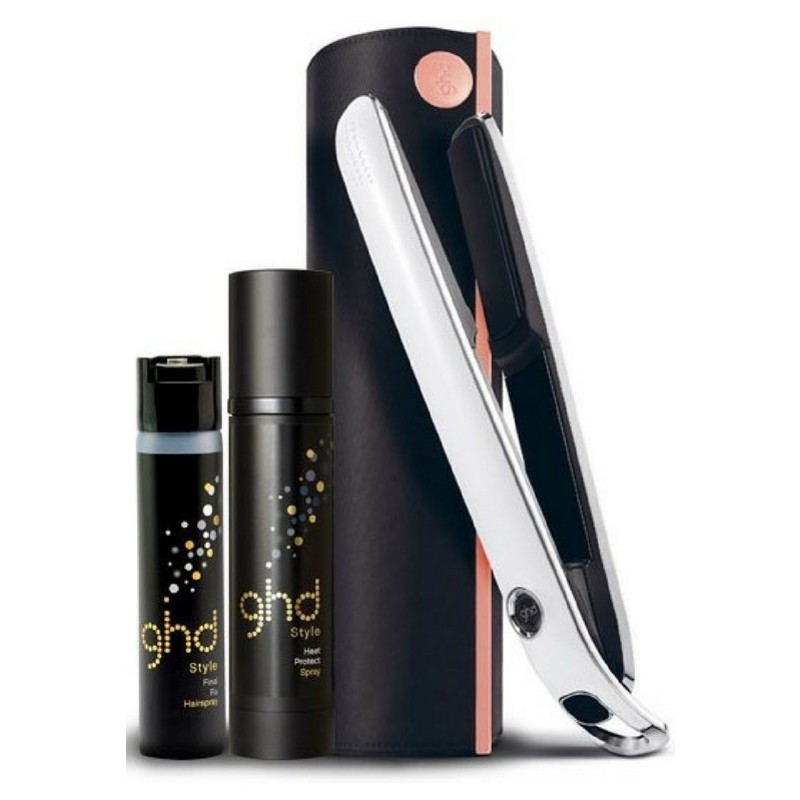 ghd Collection Rose Gold Eclipse White Styler + Final Fix Hairspray + Heat Protect Spray