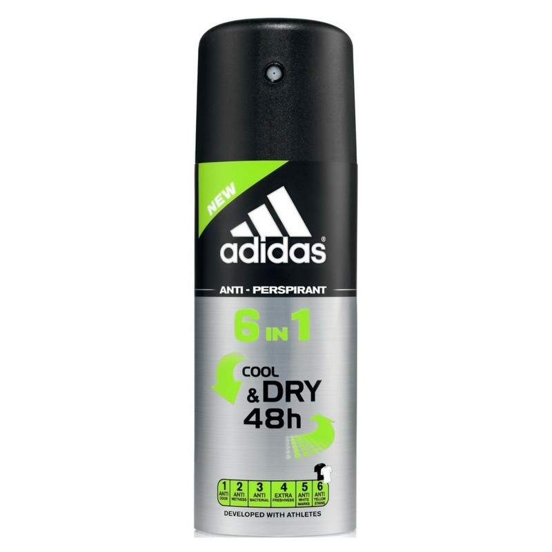 Foto van Adidas 6 in 1 Anti-Perspirant Deodorant Men 150 ml