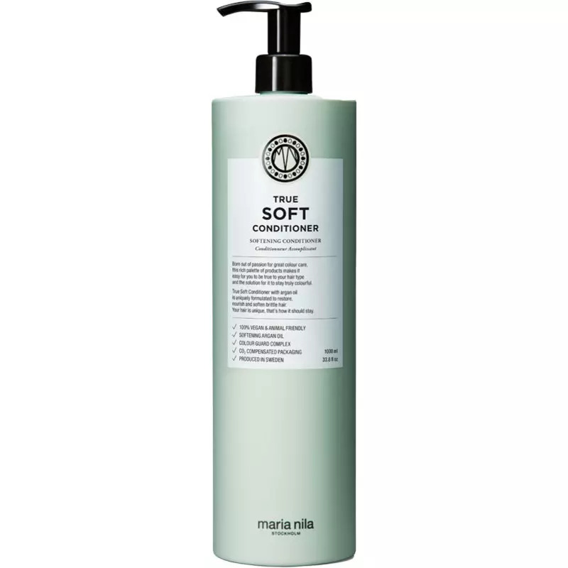Maria Nila True Soft Big Size Kit Shampoo 1000 ml, Conditioner 1000 ml & Travel Bottle