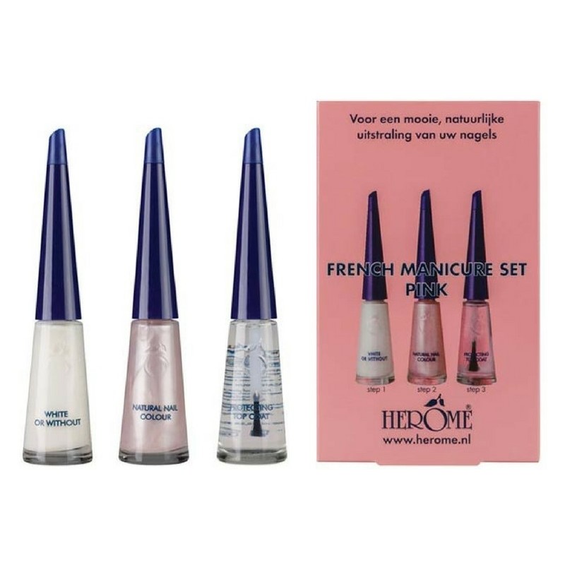 pisk Måned sikkerhedsstillelse Herôme French Manicure Set Pink 3 x 10 ml
