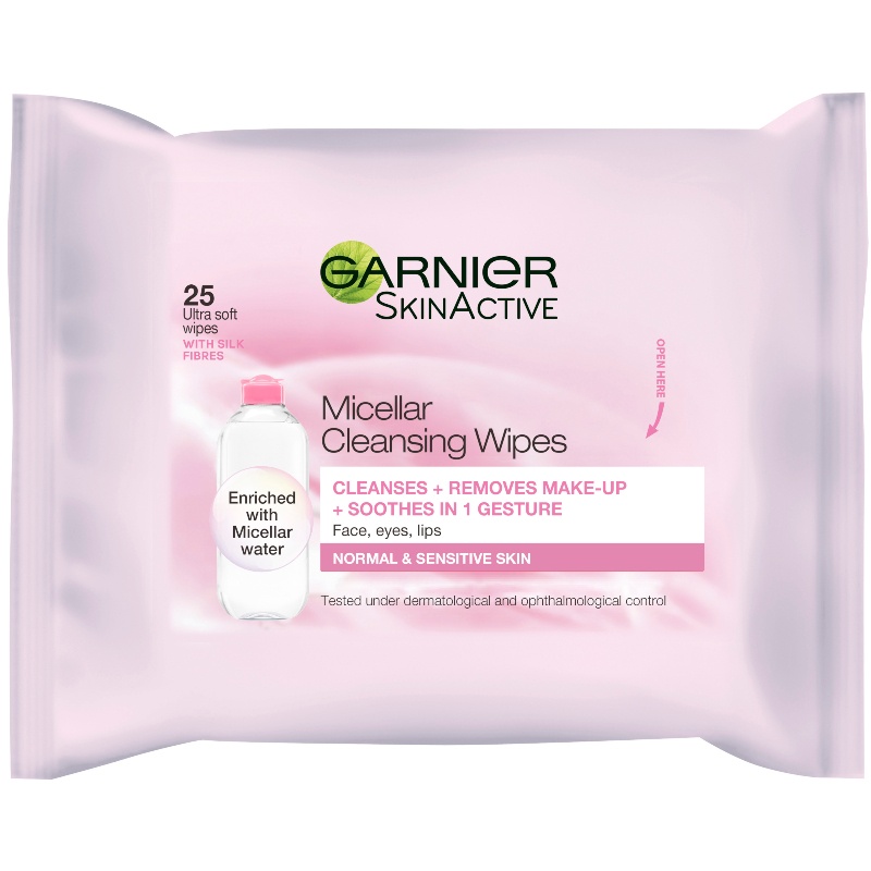 Billede af Garnier Skinactive Cleansing Micellar Wipes Sensitive Skin 25 Wipes (U)