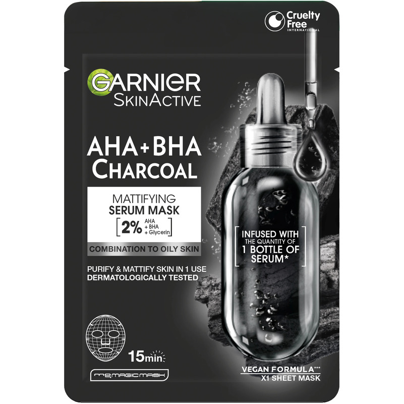 Garnier Skinactive AHA - BHA Charcoal Mattifying Serum Sheet Mask