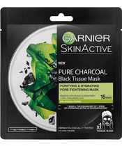 Garnier Skinactive Face Pure Charcoal Black Tissue Mask Black Algae 28 gr.