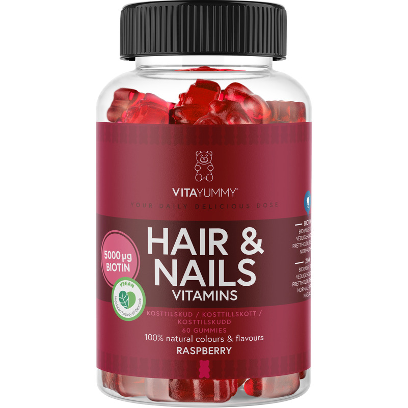 VitaYummy Hair & Nails Raspberry 60 pieces
