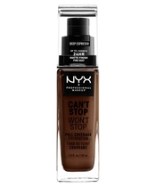 NYX Prof. Makeup Can't Stop Won't Stop Foundation 30 ml - Deep Espresso (U)