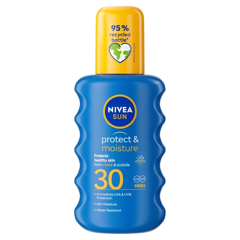 Se Nivea Sun Protect & Moisture Sun Spray SPF 30 - 200 ml hos NiceHair.dk