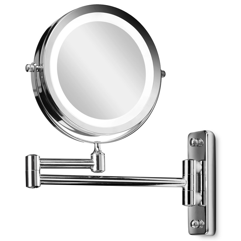 Gillian Jones LED Wall double sided mirror in silver x 10 magnifying
