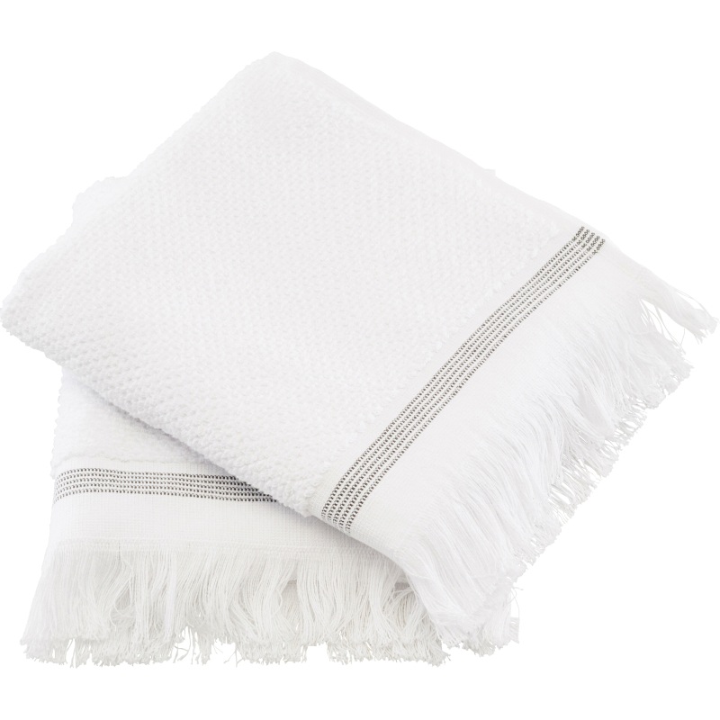 Meraki Towel White W. Grey Stripes 40 x 60 cm - 2 Pieces (U) thumbnail
