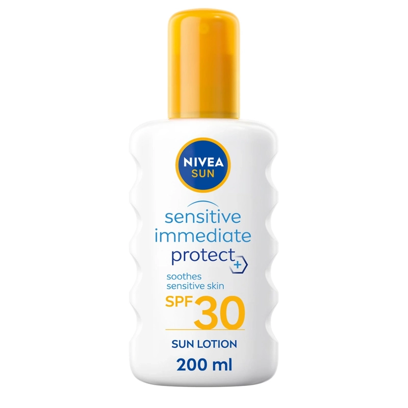 Se Nivea Sun Sensitive & Protect Sun Spray SPF 30 - 200 ml hos NiceHair.dk