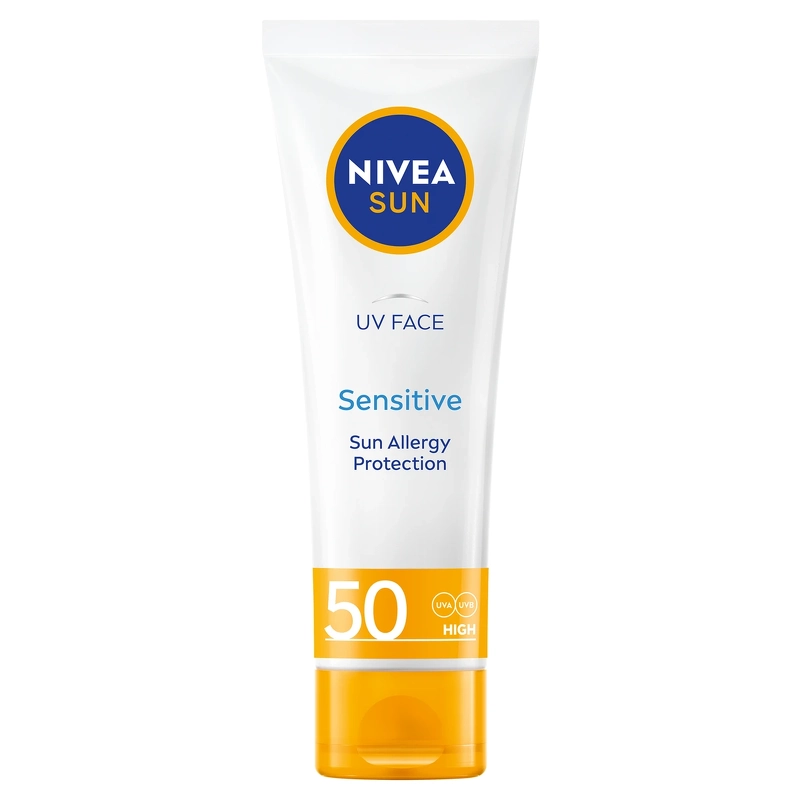 Se Nivea Sun Soothing Sensitive Face Cream SPF 50 - 50 ml hos NiceHair.dk