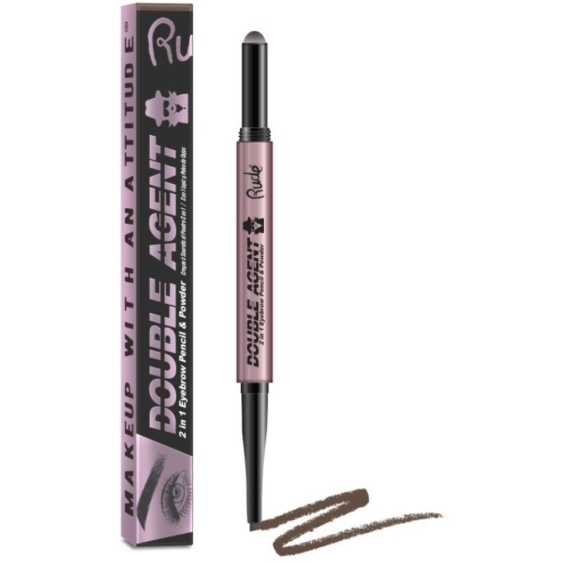 Rude Cosmetics Double Agent 2 in 1 Eyebrow Pencil & Powder - Neutral Brown thumbnail