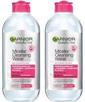 2 x Garnier Skinactive Cleansing Micellar Water Dry & Sensitive Skin 400 ml