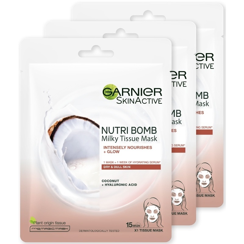Pionier Overjas groei 3 x Garnier Skinactive Nutri Bomb Milky Tissue Mask