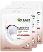 3 x Garnier Skinactive Nutri Bomb Milky Tissue Mask
