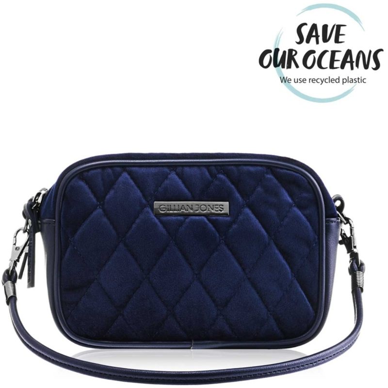 Gillian Jones Natascha Cosmetics Bag Small - Dark Blue Velvet 10455-13 thumbnail