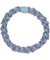 By Stær BRAIDED Hairtie - Multi Light Blue & Silver Glitter
