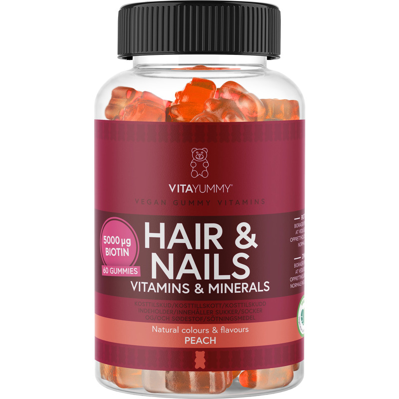 VitaYummy Hair & Nails, Peach, 60 Gummies