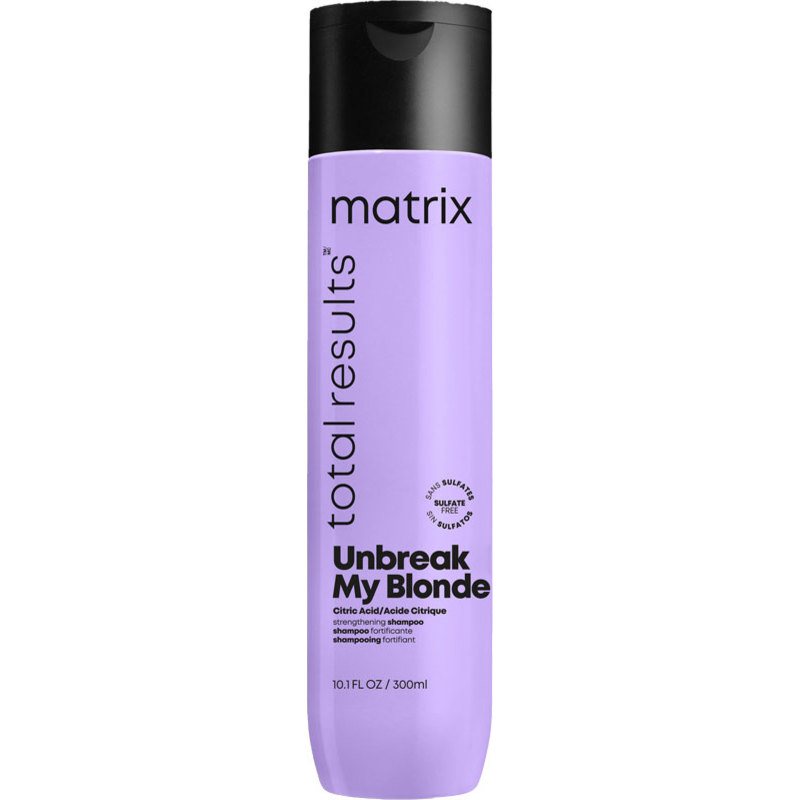 Sundt og glansfuldt hår med sulfatfri shampoo og balsam uden silikone - matrix total results unbreak my blonde shampoo 300 ml 1625030162