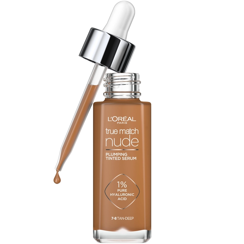 Se L'Oreal Paris Cosmetics True Match Nude Plumping Tinted Serum 30 ml - No. 7-8 Tan-Deep hos NiceHair.dk