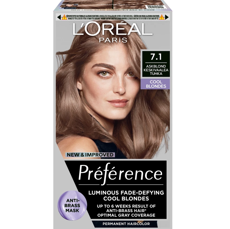 Log#39;Oreal Paris Preference Cool Blondes Permanent Hair Color – 7.1 Ash Blonde