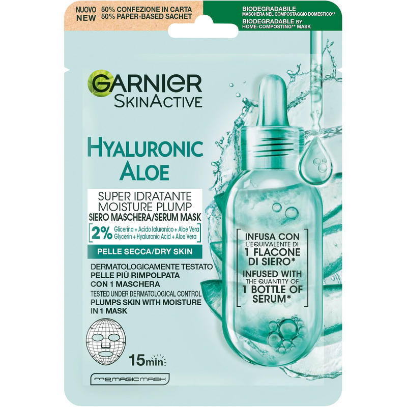 Garnier Skinactive Hyaluronic Aloe Super Idratante Moisture Plump Serum Mask 1 Piece