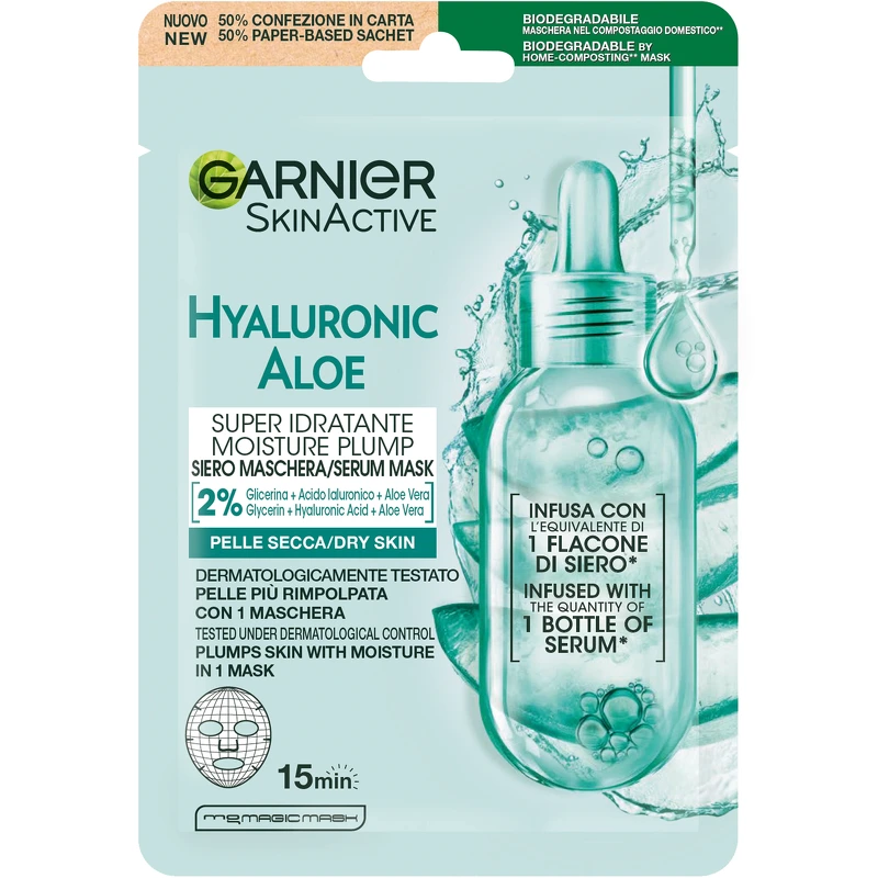 Garnier Skinactive Hyaluronic Aloe Super Idratante Moisture Plump Serum Mask 1 Piece