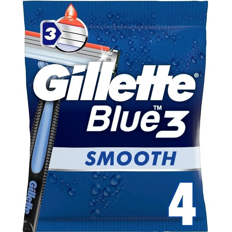 Gillette Blue3 Smooth Single Razor 4 Pieces thumbnail