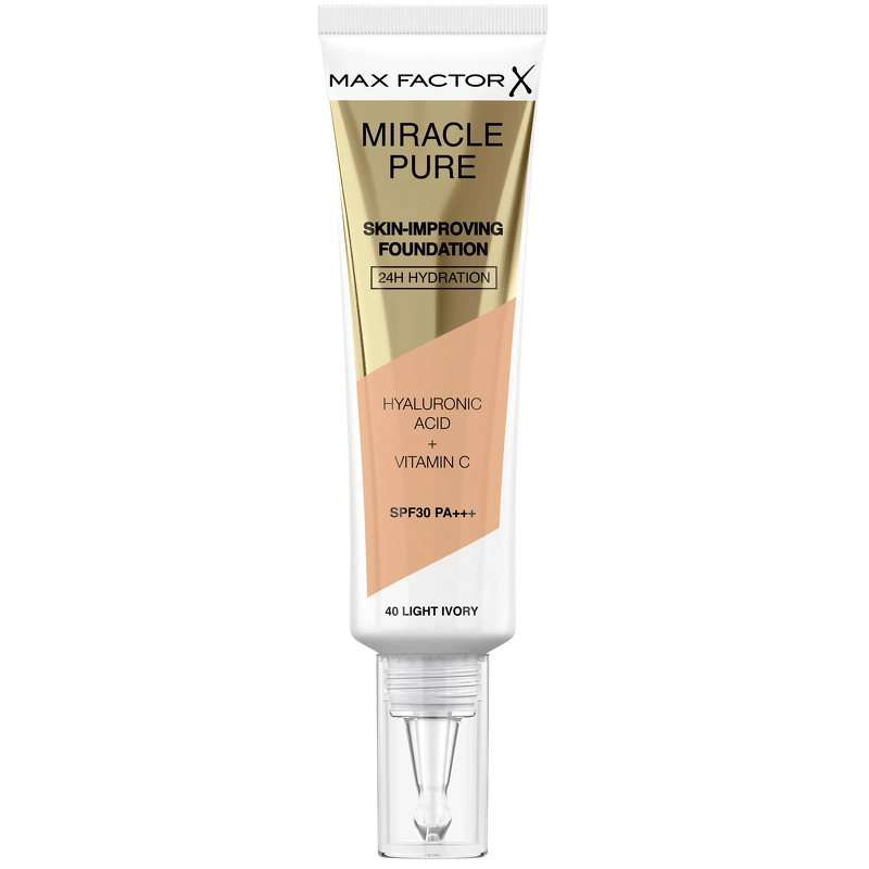 Se Max Factor Miracle Pure Skin-Improving Foundation 30 ml - 40 Light Ivory hos NiceHair.dk