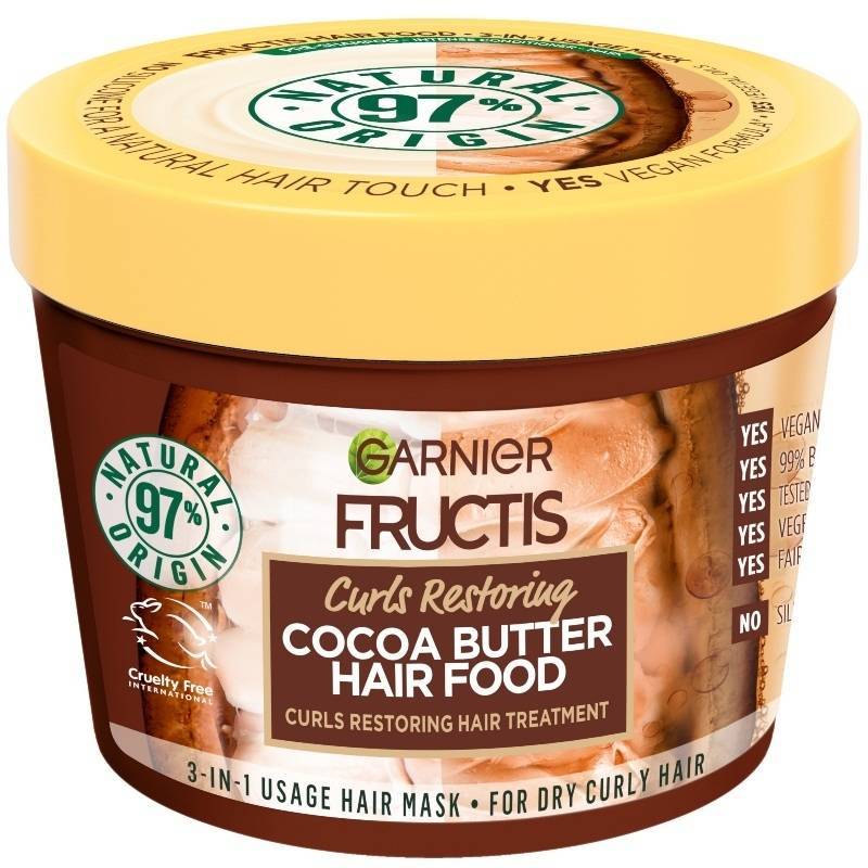 Garnier Fructis Cocoa Butter Hair Food 3-In-1 Mask Dry Curly Hair 390 ml thumbnail