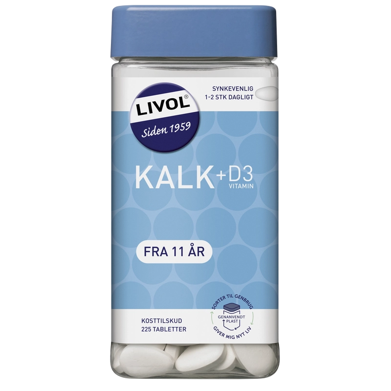 Se Livol Kalk + D3 vitamin 225 Pieces hos NiceHair.dk