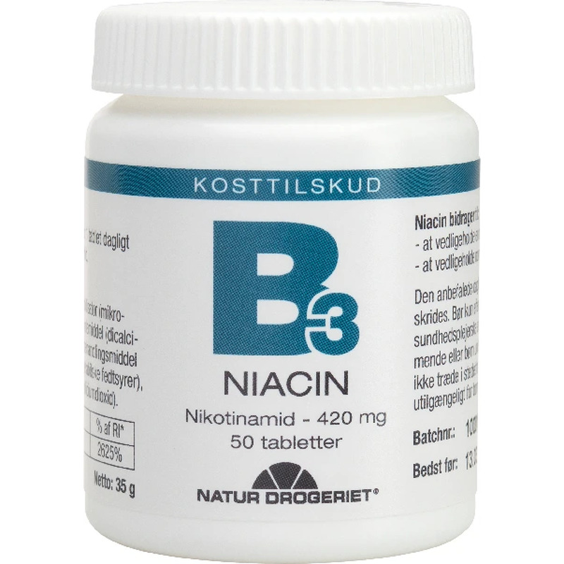 Natur Drogeriet B3 Niacin nikotinamid 420 mg (50 stk) - Kosttilskud